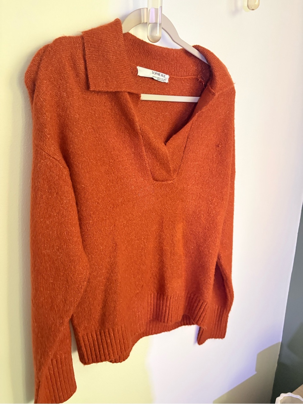 Sophie Rue Burnt Orange Collared V-Neck Sweater